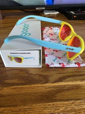 Goodr Pineapple Painkillers Yellow & Light Blue Sunglasses
